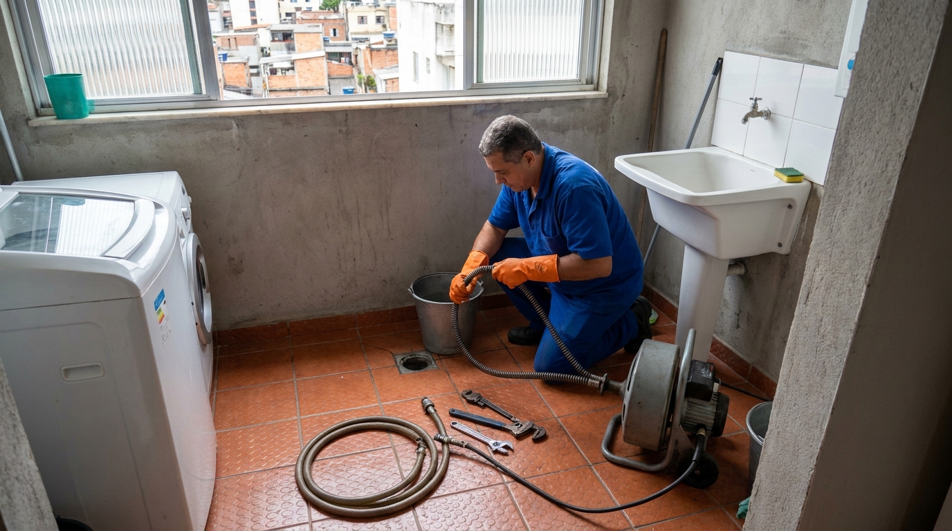 Desentupimento de ralo com equipamento em Manaus‑AM
